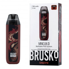 Перезаправляемая Под-Система Бруско Миникан 3 (Brusko Minican 3) 700 mah, Тёмно Красный Флюид